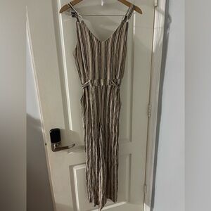 Derek Heart Striped Jumpsuit in Brown and Black